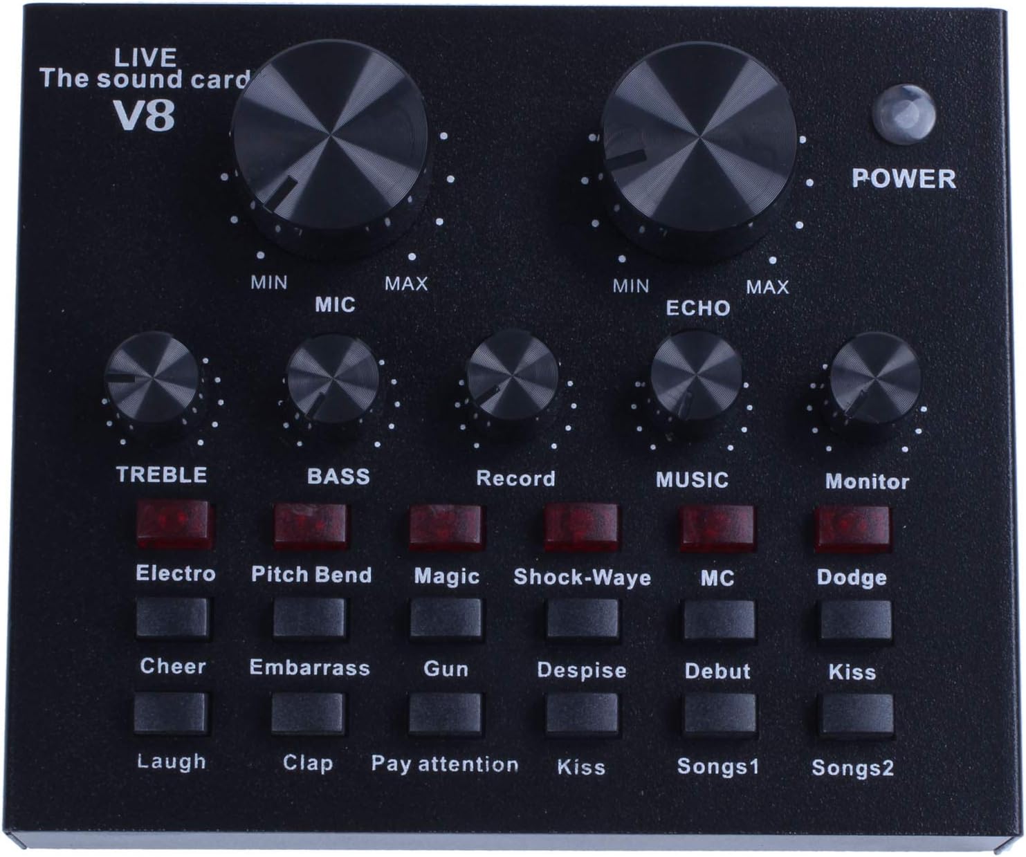 SODIAL V8 Sound Card Audio Interface External Usb Live Broadcast Microphone Sound Card For Computer Pc Mobile Phones Singing And Recording