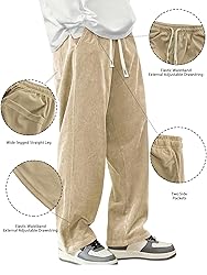 Hidkat Mens Corduroy Casual Pants Fashion Loose Fit