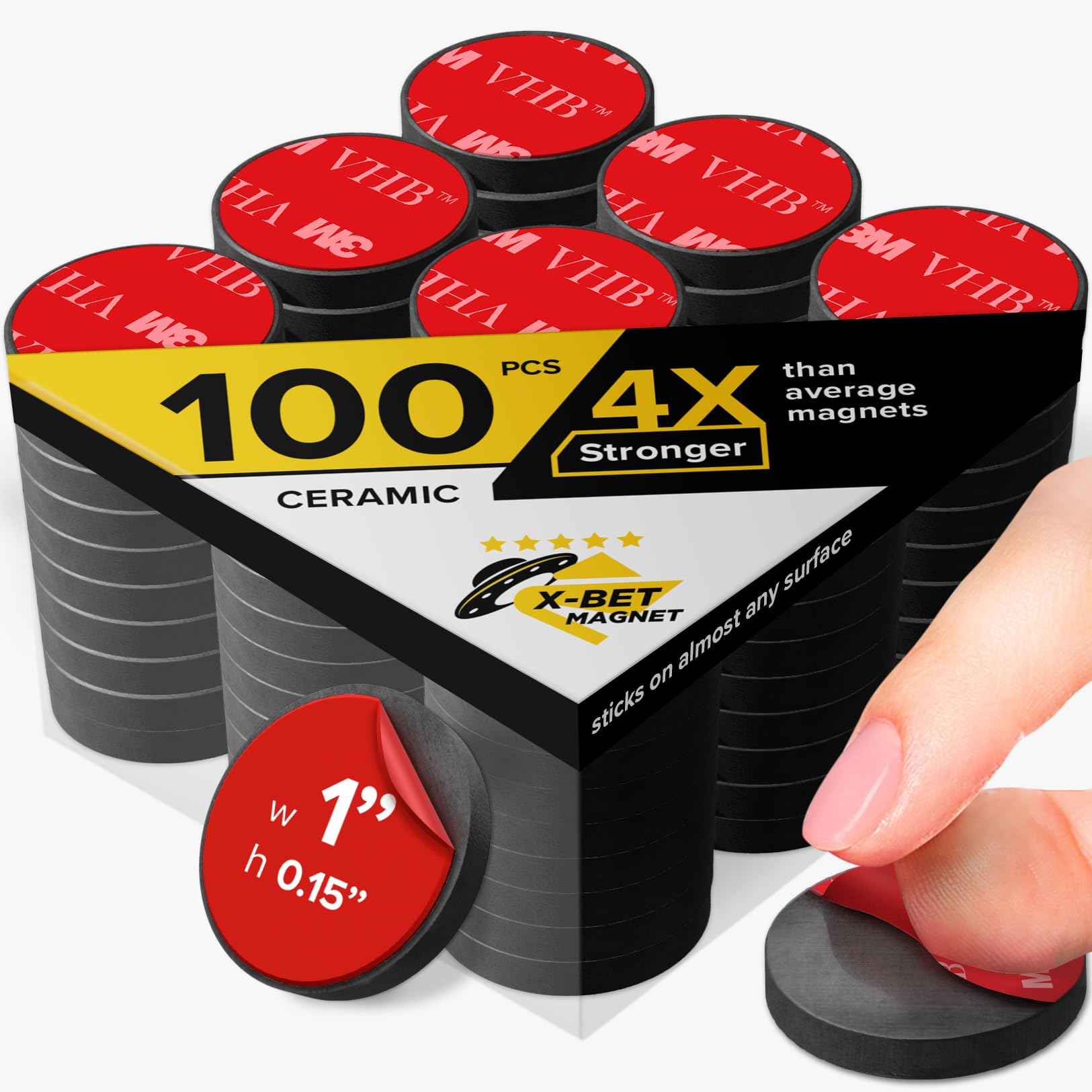 Photo 1 of Adhesive Strong Magnets Heavy Duty (100 pcs 1x0.15) - Round Magnet - Strong Sticky Magnets with Adhesive Backing - Ceramic Magnet, Ferrite Ideal for for Industrial Use
