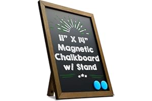 Besso Small Chalkboard Signs with Stand – Deep Black, Slate Chalk-Board 11x14 | Magnetic, Non-Porous Surface with Rustic Pine Wood Frame | Tabletop Chalkboard Sign for Wedding (Brown)
