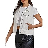 luvamia Denim Vest for Women Button Down Distressed Frayed Vests Top Western Casual Sleeveless Jean Jacket with Pockets
