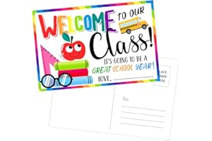 DISJOURNEY Welcome Back to School Postcards - 30Pcs Teacher Welcome Back to School Postcards 4"x6" Welcome to Our Class Kindergarten Preschool Postcards for Students Kids Teacher Supplies