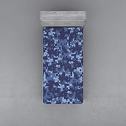 Ambesonne Camo Fitted Sheet, Retro Composition of