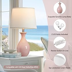 PARTPHONER Table Lamp Set of 2, Modern Ceramic