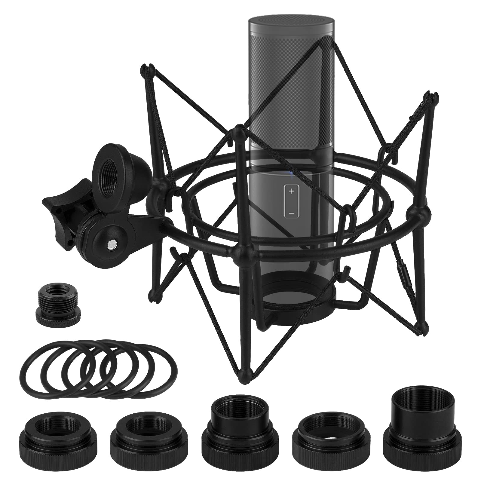 Geekria for Creators Microphone Shock Mount Compatible with TONOR Q9, TC20, TC40, TC-2030, Mic Anti-Vibration Suspension Adapter Clamp Mic Holder Clip (Black/Metal)