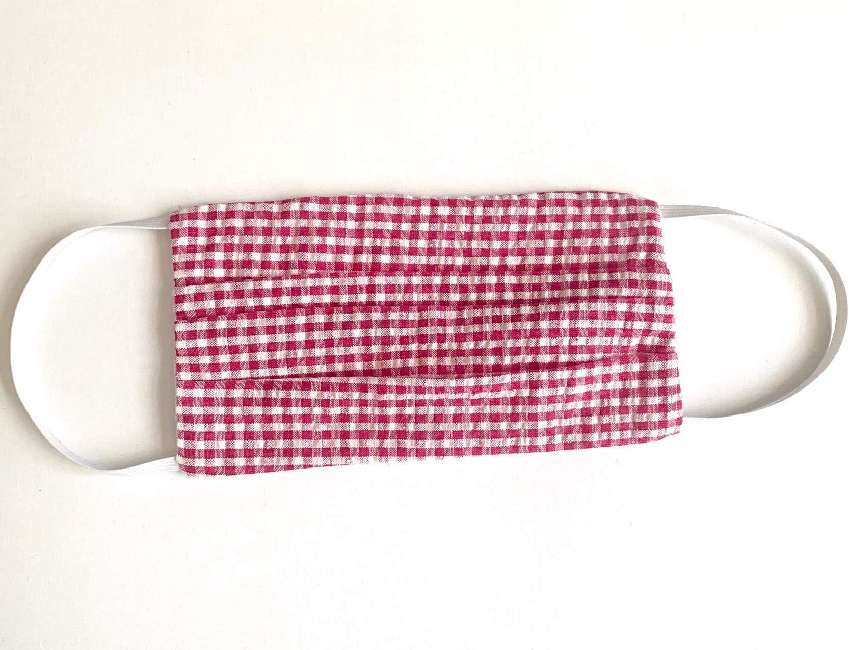 Fashion Face Mask Washable Reusable Made in USA (Dark Pink Checkered)