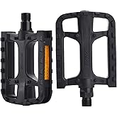 ZONKIE Bike Pedals, Plastic Bicycle Pedals for MTB and Road Bike, Lightweight Platform Pedals, Black