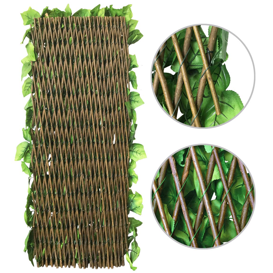 Garden Land Expandable Fence Privacy Screen for Balcony Patio Outdoor,Decorative Faux Ivy Fencing Panel,Artificial Hedges (Single Sided Leaves)…2 Pack