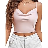 Avidlove Womens Silk Satin Camisole Y2k Tank Top Cowl Neck Cami Crop Trendy Going Out Tops