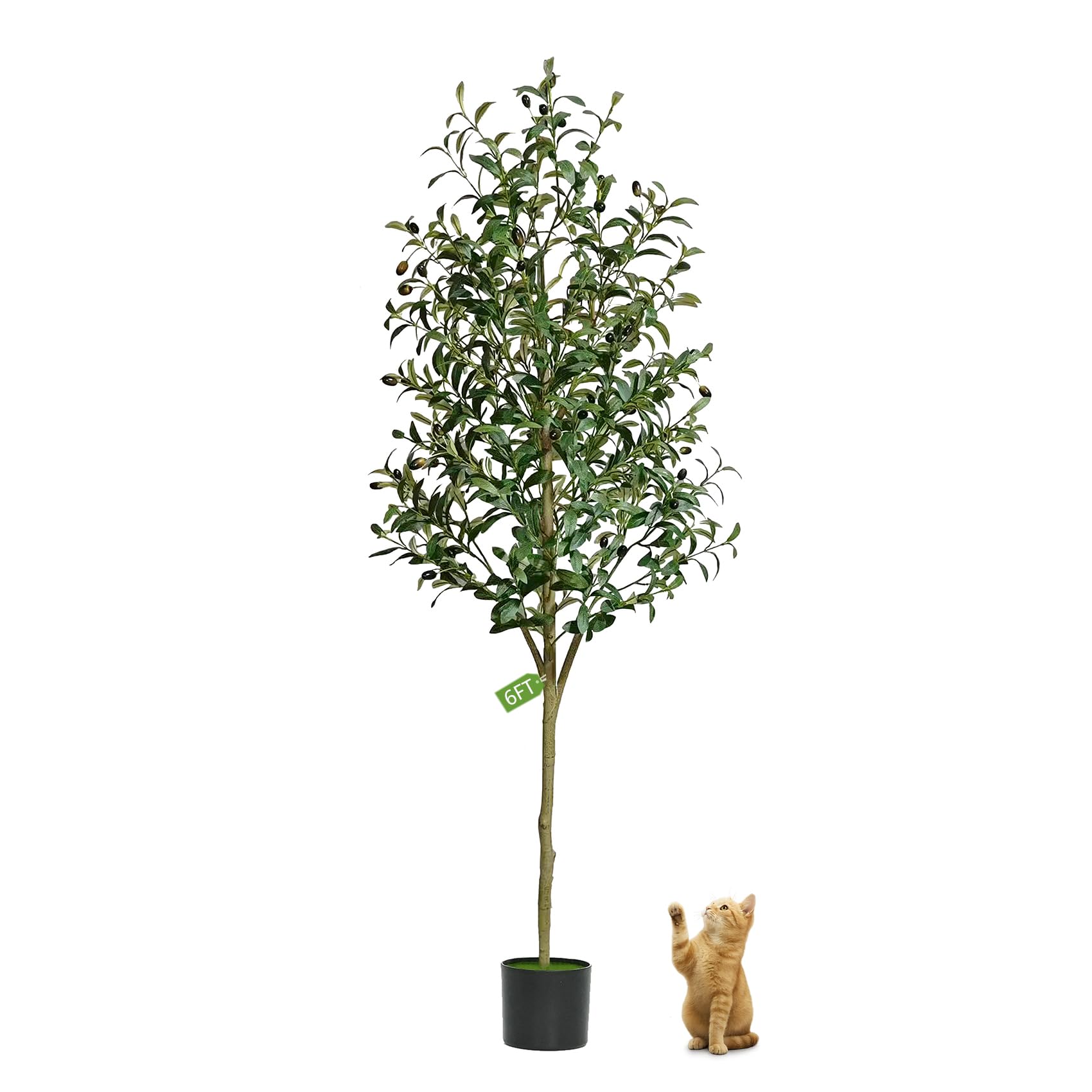 6FT Artificial Olive Tree – Realistic Faux Plant with Natural Trunk ...