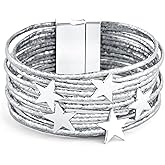 VIBILIA Boho Leather Wrap Bracelets for Women Men Multi-Layer Bracelets with Strong Clasp Western Jewelry