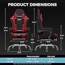 GTPLAYER Gaming Chair, Computer Chair with Footrest