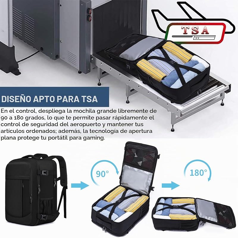 Mochila Viaje 40x30x20 para Ryanair, Vueling, Mochila Cabina 40x20x30 Mochila Viaje Cabina Avion con Compartimento Impermeable 24L Equipaje de Mano Bolsa Portatil 14 Pulgadas para Trabajo, Viajes