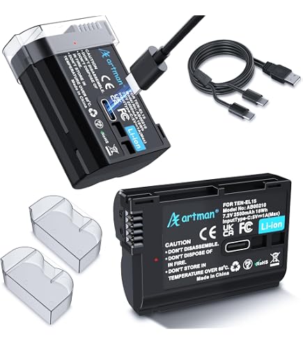 Amazon.com: Artman EN-EL15C Battery 2-Pack 2500mAh with 2in1 USB-C