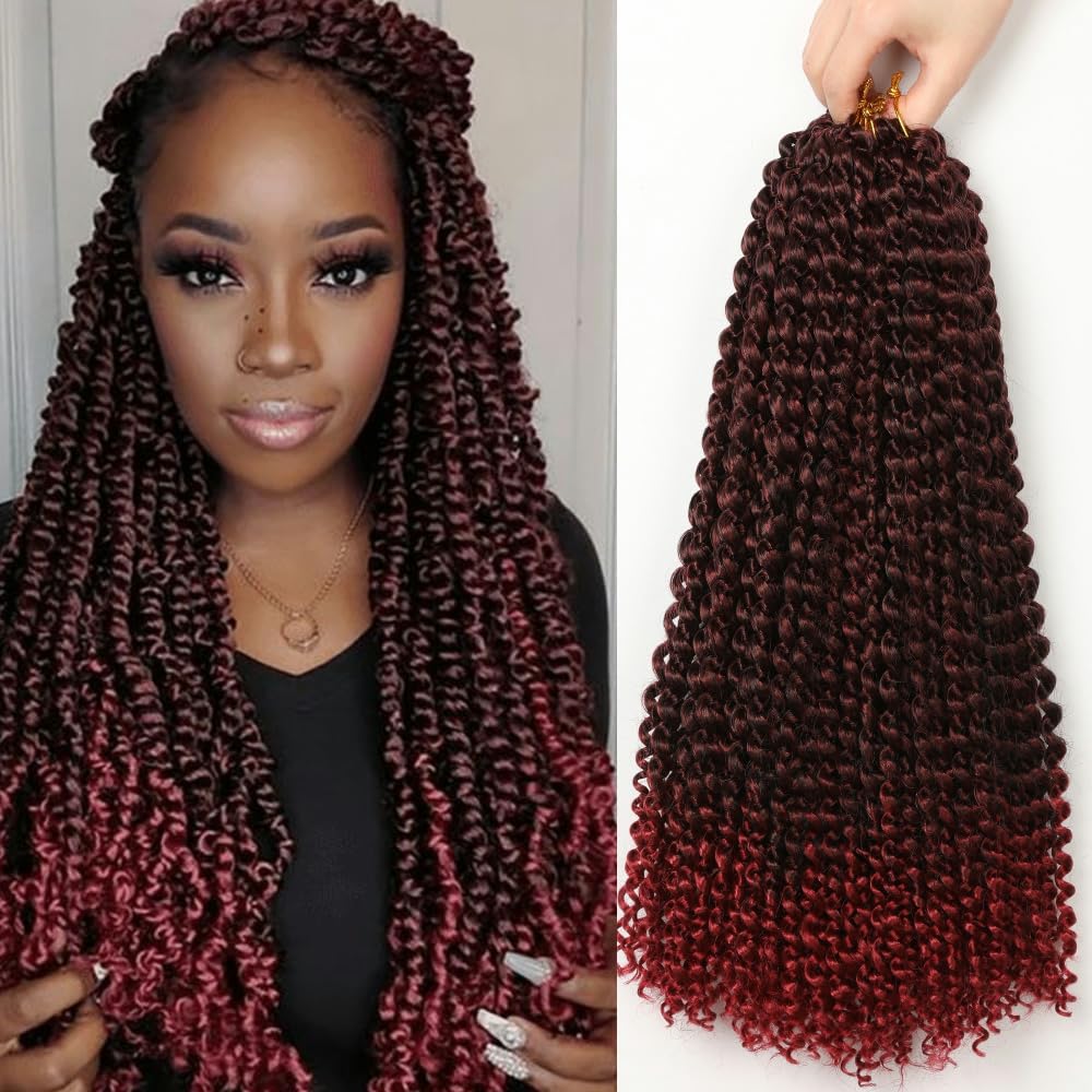 YDDM Passion Twist Crochet Hair - 7 Packs, 18Inch Water Wave Synthetic Extensions for Long Bohemian Braiding Hair