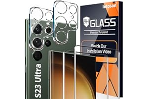 letosan [2+2 Pack] Galaxy S23 Ultra Screen Protector, 9H Tempered Glass, Ultrasonic Fingerprint Support, 3D Curved, HD Clear Scratch Resistant for Samsung Galaxy S23 Ultra 5G Glass Screen Protector