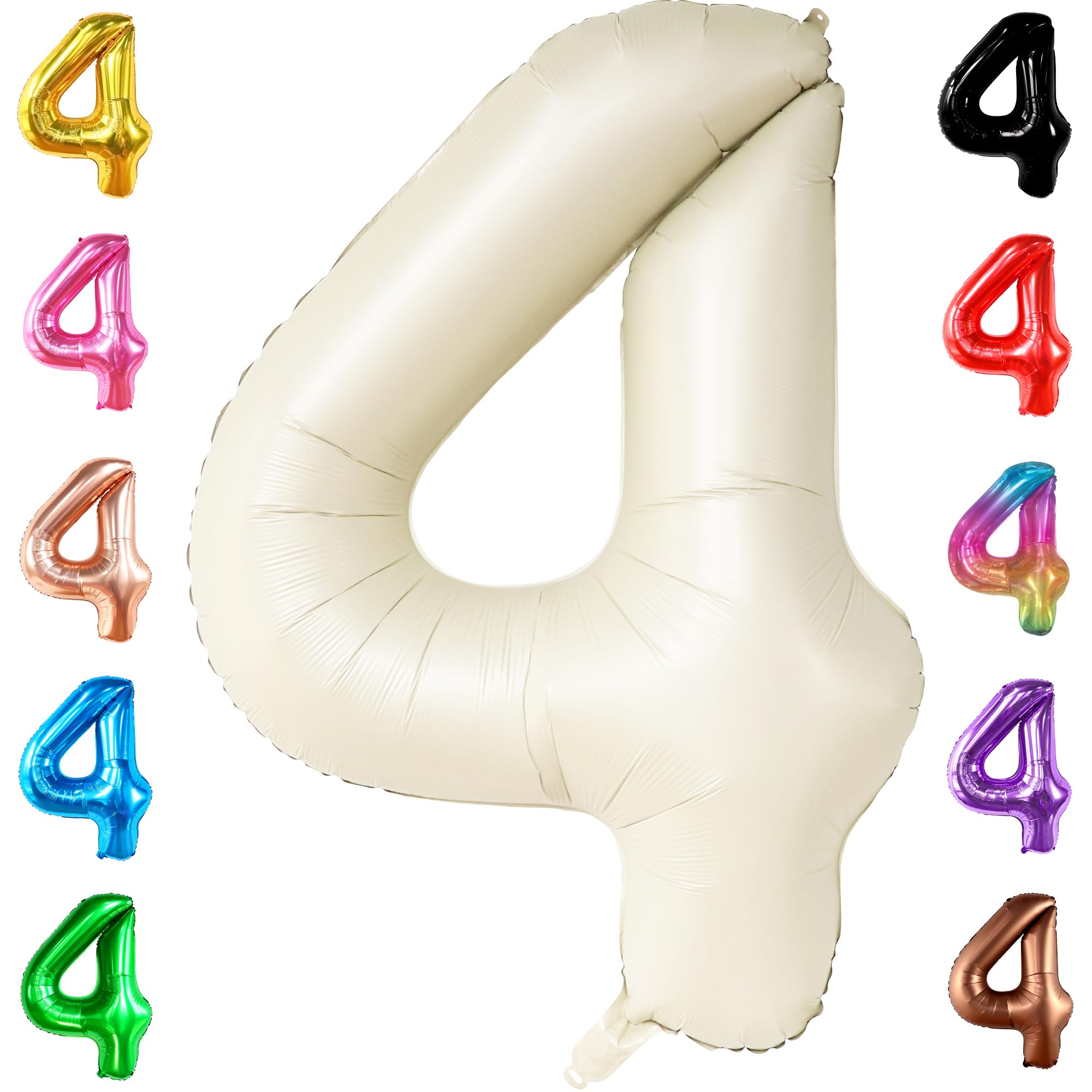 Photo 1 of KatchOn, Giant Cream White 4 Balloon Number - 40 Inch | Number 4 Balloons for Birthdays | 4th Birthday Decor for Party | Creme Number 4 Balloon | 4 Year Old Balloon for 4th Birthday Party Supplies