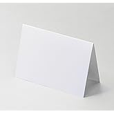 3,5x5"Plain White Folding Tent Cards (Set of 50)-7x5"Folds to 3,5x5"- Simple Blank Card Stock for Writing, Stamping, Drawing - Make Your Own Note, Thank You Cards