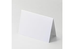 4x6 Plain White Folding Tent Cards (Set of 50)-8x6 Folds to 4x6- Simple Blank Card Stock for Writing, Stamping, Drawing - Mak