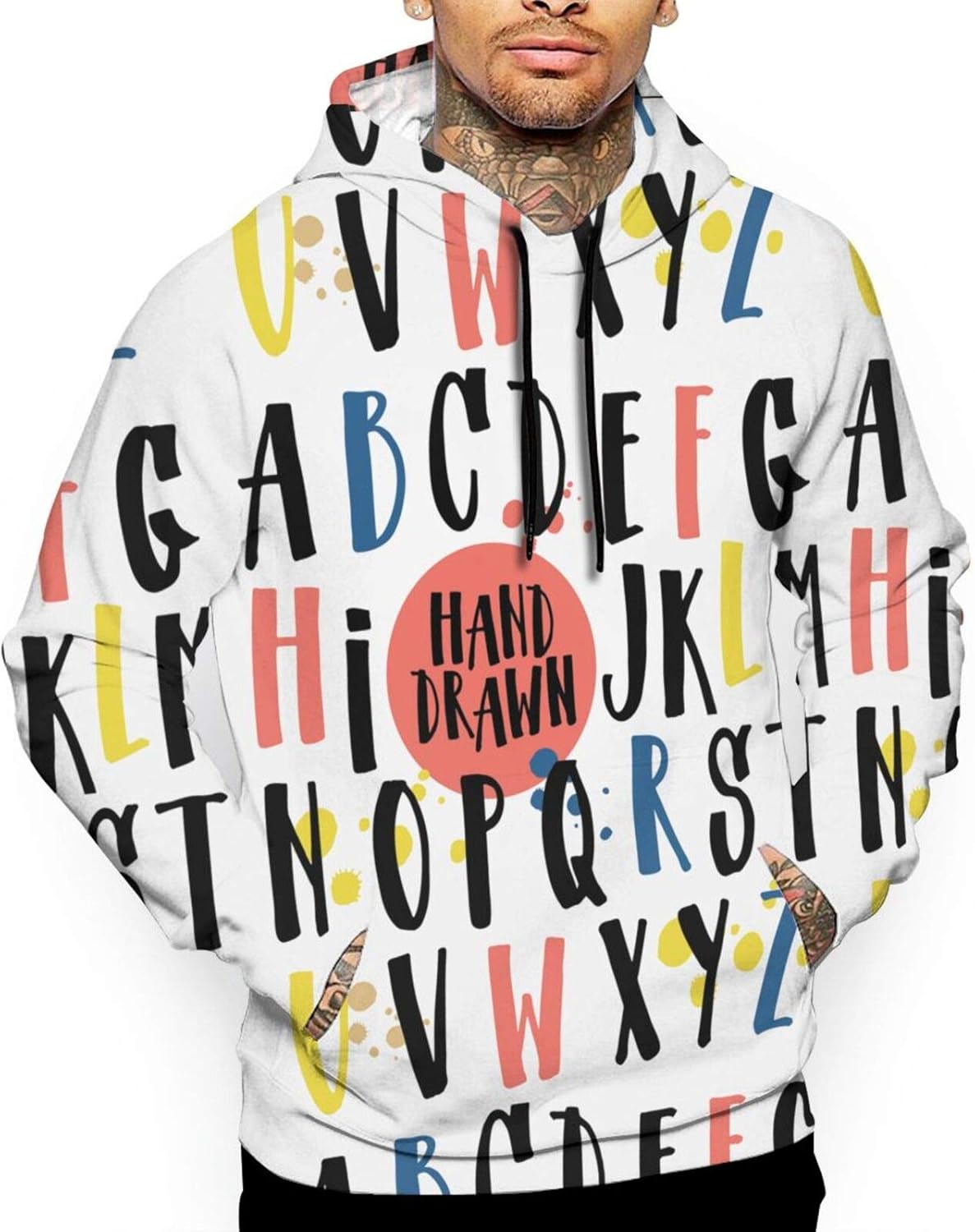 Hand Drawn Letters Hoodie Long Sleeve Pullover Sweatshirts