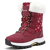 COOJOY Womens Waterproof Winter Snow Boots Warm Shoes Furry Mid Calf Lightweight Walking Hiking Booties