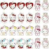 Westingmanual 24 Pieces Enamel Cat Charms for Jewelry Making 6 Styles Cute Pink Cat Charms Earring Necklace Bracelet Pendants Crafts
