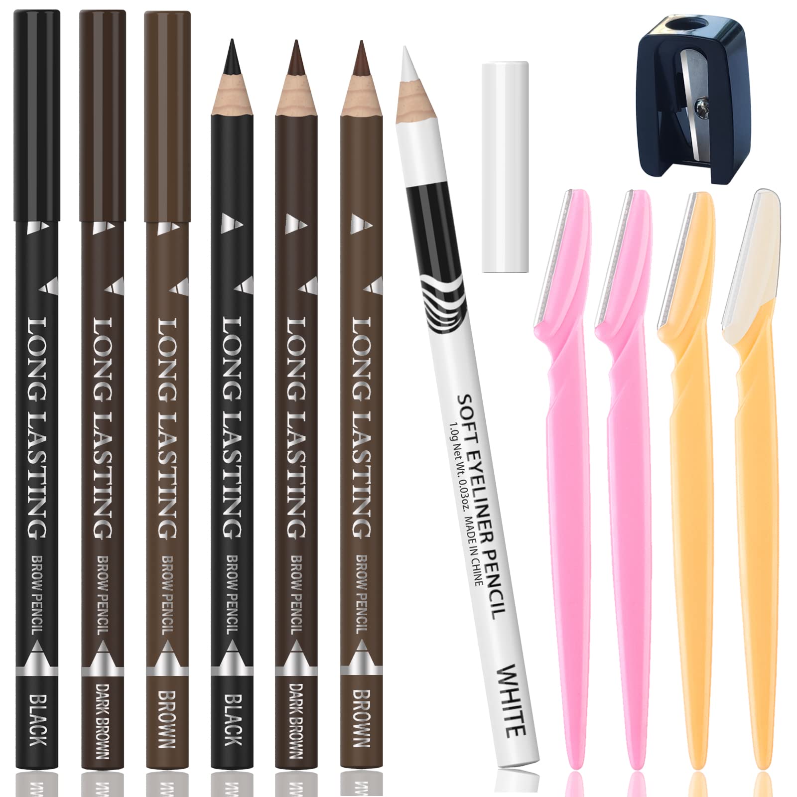 7Pcs Multicolor Eyebrow Pencil Eyeliner Set, Waterproof Eye Brow Pencil, Easy to Coloromen Women Professional Eyebrow Pencil Smudge Proof Long Lasting Makeup Eye Liners