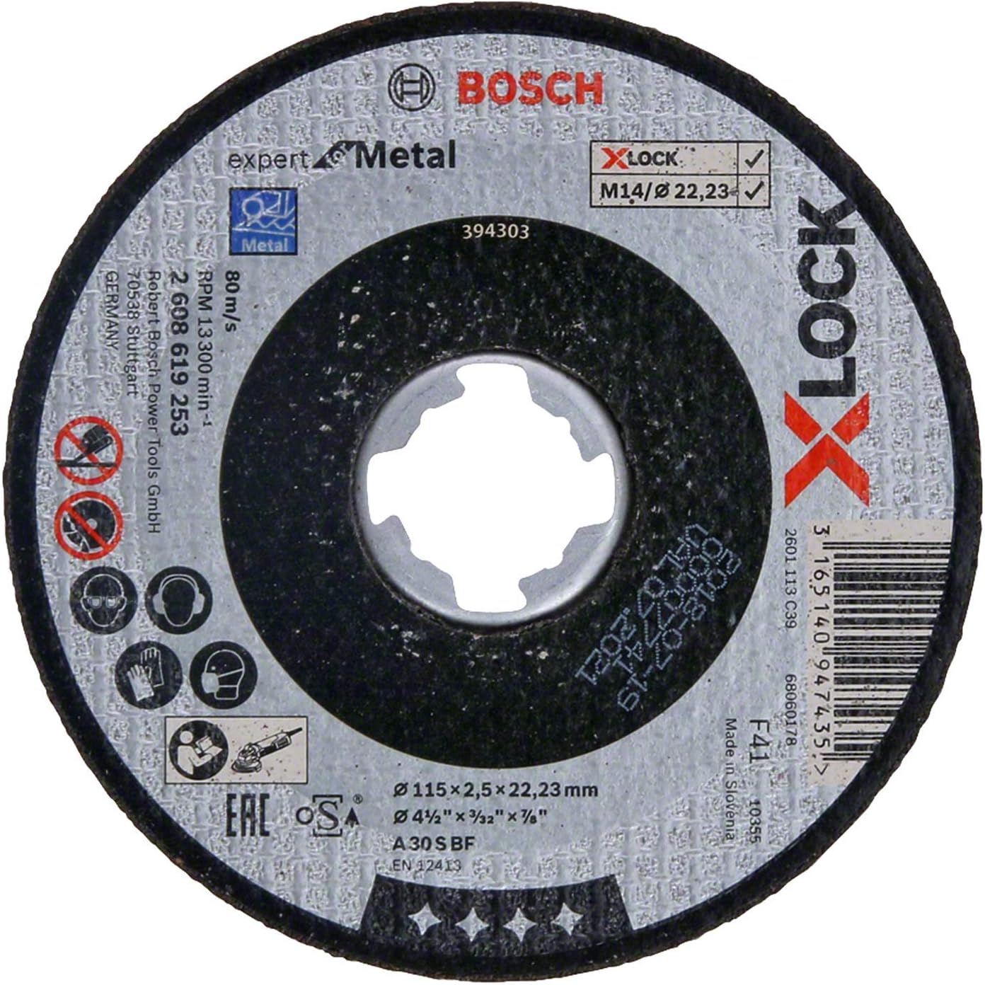 Bosch 1x PRO Metal Longlife Cutting Disc for Small Angle Grinder and X-Lock, M14/22.23 mm (for Steel diameter 115 mm