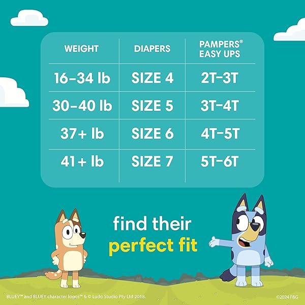 PAMPERS TRAINING PANTS – EASY UPS BOYS & GIRLS BLUEY – SIZE 5T-6T, 15 COUNT, CHILDREN’S POTTY UNDERWEAR (PACKAGING MAY VARY)