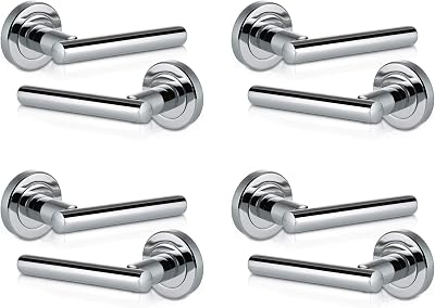 XFORT 4 Pack Door Handle on Rose Polished Chrome Internal Lever Handles