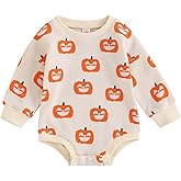 COORALLY Halloween Baby Girl Boy Clothes Pumpkin Romper Sweatshirt Long Sleeve Bodysuit Top