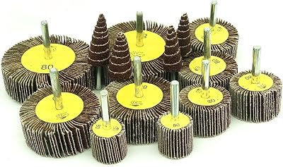FEIHU 14 Pcs Flap Wheel Set 7 Sizes Ø80/60/50/40/30/25/16 80 Grit
