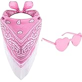 Fumwase Fringe Bandana Heart Sunglasses Disco Cowgirl Boy Bling Bandanas Halloween Scarf Headwear