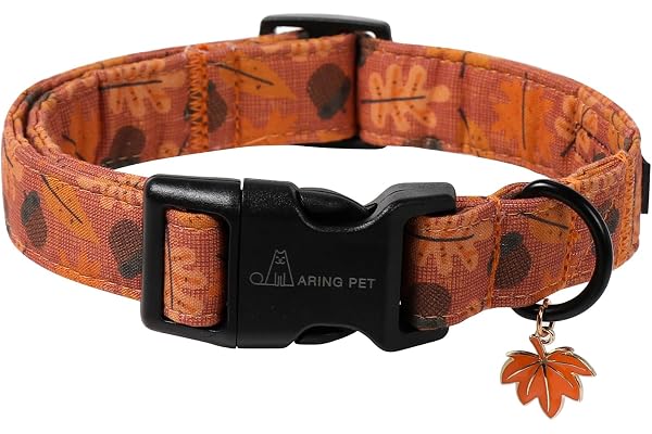 ARING PET Fall Dog Collar-Cute Orange Dog Collar for Small Dogs, Cotton Lightweight Dog Collars with Quick Release Buckle for