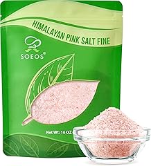 Soeos Himalayan Pink Salt, Fine Grain, 16 oz (1 Pound), Pink Himalayan Sea Salt, Rock Salt for Grinder Refill