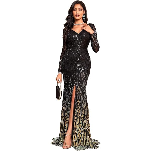 Amazon.com: Long Sleeve Maxi Dress for Women Lace Turtleneck Velvet Wrap  Slit Front Long Dress Elegant Formal Dress Black : Clothing, Shoes & Jewelry