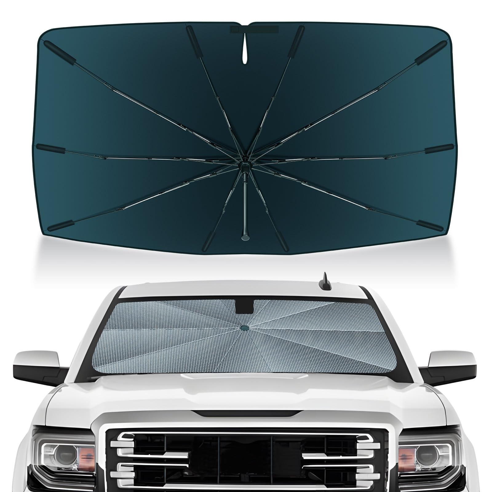 Photo 1 of Autorder Windshield Sun Shade Umbrella for 2014-2018 Chevrolet Chevy Silverado/GMC Sierra Accessories,Upgraded Ice Crystal Material,Easy Setup Umbrella Sunshade for Car Windshield,100% Sun Blocking