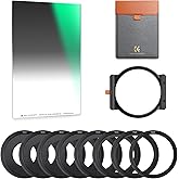 K&amp;F CONCEPT Soft GND8 (3 Stops) + Metal Filter Holder + 8 * Adapter Ring Square Filter Kit, 100x150mm Soft Graduated Neutral Density Filter Set for Camera Lens