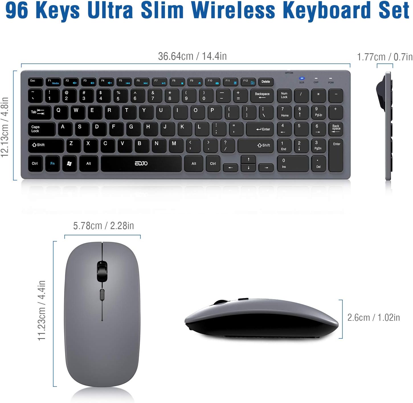 Wireless Keyboard and Mouse Combo, EDJO Rechargeable 2.4GHz Ultra-Thin Silent Computer Keyboard and Optical Mouse for Desktop/PC/Laptop/Notebook: Computers & Accessories