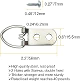 EesTeck 20 Pack Heavy Duty Picture Hangers with Screws D-Ring Silver view 4