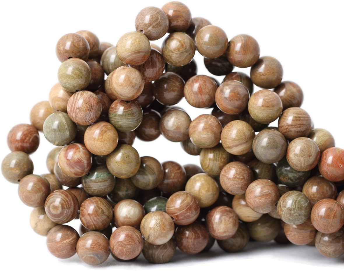 Qiwan 35PCS 10mm Natural Colorful Texture Jade Gemstone Round Loose Beads for Jewelry Making Handmade Materials 1 Strand 15"