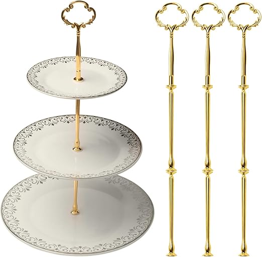 LIVEGREEN Gold Cake Stand Fittings Kits Cake Stand rods Cake Plate