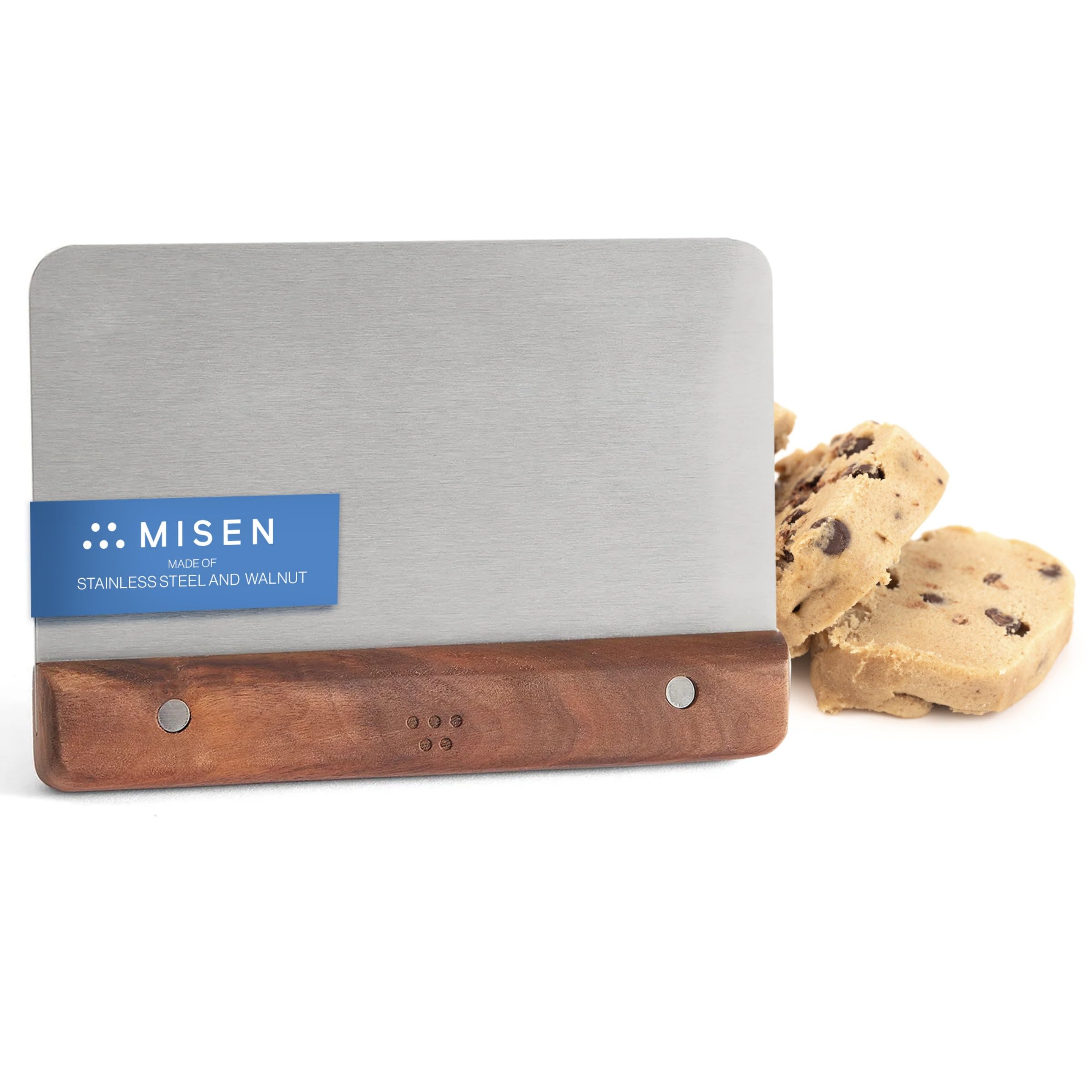 Photo 1 of Misen Stainless Steel Bench Scraper - Versatile Food Scraper with Walnut Handle - Ideal for Kitchen, Pastry & Dough - Durable Cutting Board Scraper Tool - Effortless Transfer into Pots & Pans -Walnut