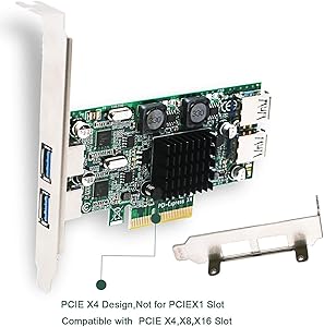 FebSmart 4 Port PCI Express (PCIe) Superspeed USB 3.0 Card Adapter,2 Dedicated 5Gbps Channels 10Gbps Total Banwidth,Build in Self-Powered Technology,No Need Additional Power Supply (FS-2C-U4-Pro)