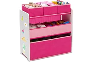 Delta Children Design and Store 6 Bin Toy Organizer, White/Pink