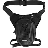 Penitue Motorcycle Leg Bag, Waterproof Waist Pack Pouch for Men & Women with Adjustable Drop Shoulder Strap & Dual Zipper Compartments Ideal Cycling Hiking Traveling Accessories (Black)