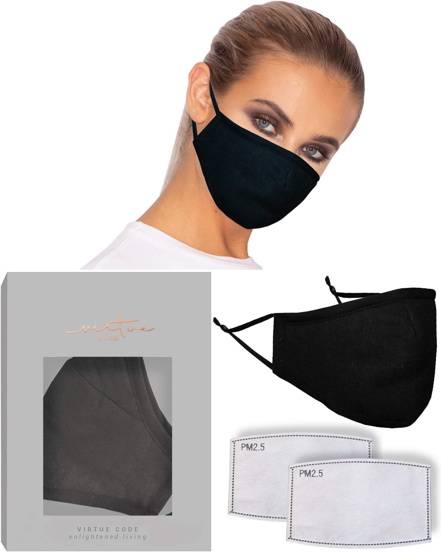 The Solution Mask in Black by VIRTUE CODE Fabric Face Masks