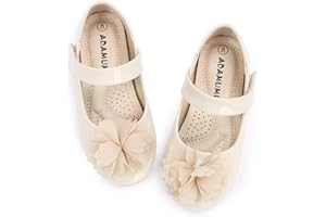 ADAMUMU Toddler Dress Shoes Flower Girl Shoes for Weeding Cute Toddler Mary Jane Shoes Lace Flore Ballet Flat for Walking, Jumping