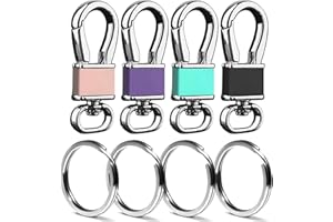 FEYOUN 4 Pack Metal Carabiner Keychain Key Clip Hook, 4 Key Rings Car Key Chain Clips Ring Holder Organizer for Men and Women, Car Accessories, Multi Color
