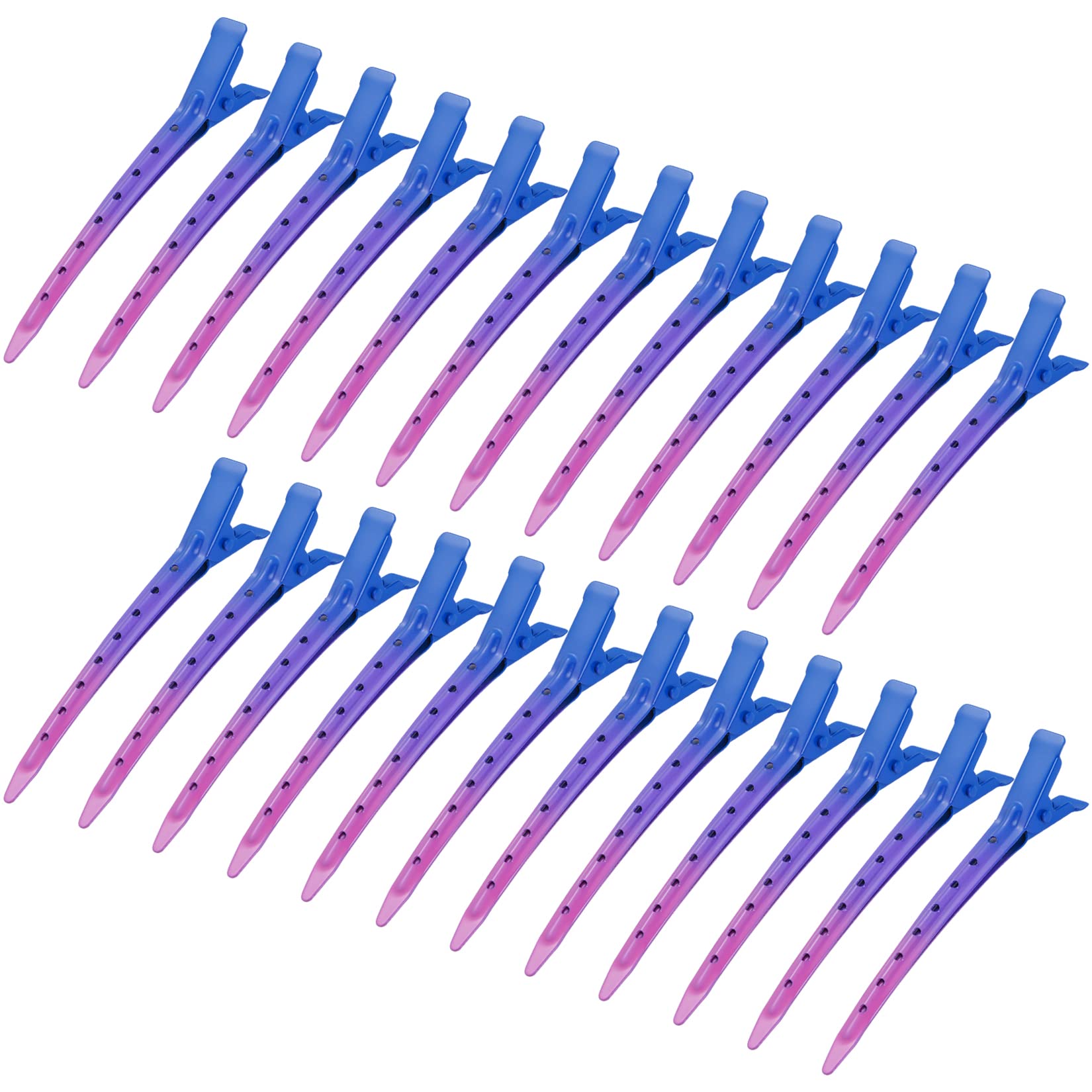 Photo 1 of 24 Packs Duck Bill Clips, Bantoye 3.35 Inches Rustproof Metal Alligator Curl Clips with Holes for Hair Styling, Hair Coloring, Gradient Deep Blue